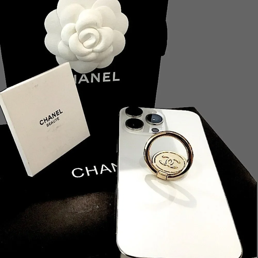 CHANEL INTERLOCHEN CC RING PHONE HOLDER GOLD TONE GWP IN ITS ORIGINAL PA…